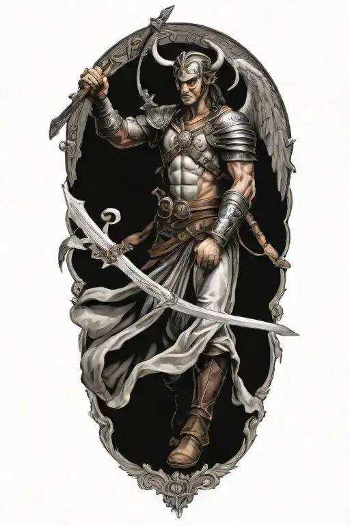 saint michel victory demon slayer tattoo design idea