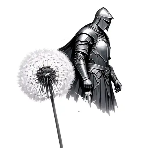 dandelion and crusader knight tattoo design idea