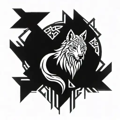 wolf versace background tattoo design idea