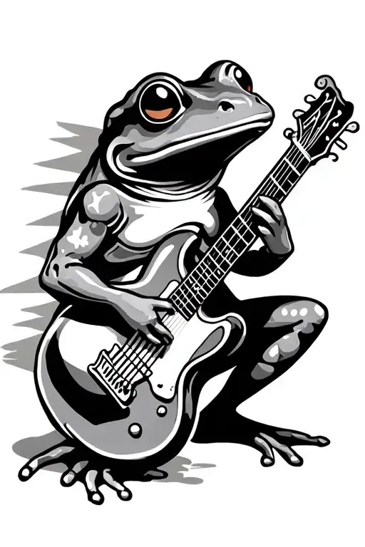 Puerto Rican flag, coqui frog playing guitar tattoo design idea