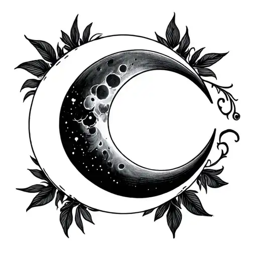 waxing crescent moon tattoo design idea