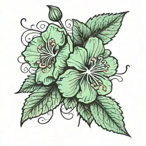 geranium polo mint tattoo design idea