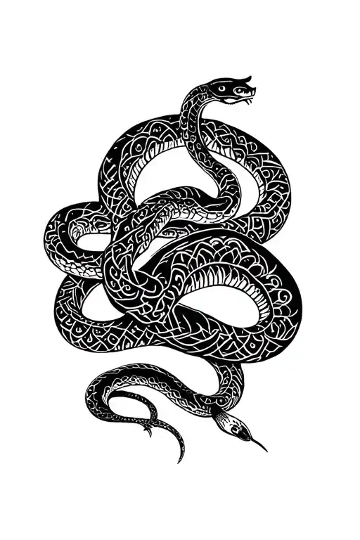 mandala and a snake wrapped tattoo design idea