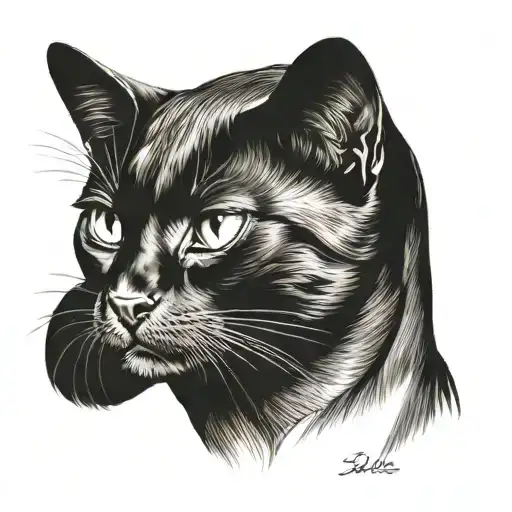 egyptian black cat tattoo design idea