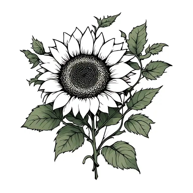 sunflower vine intertwined tattoo design idea