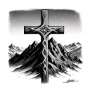 Cross On Mountain tattoo design idea