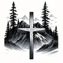 Cross On Mountain tattoo design idea