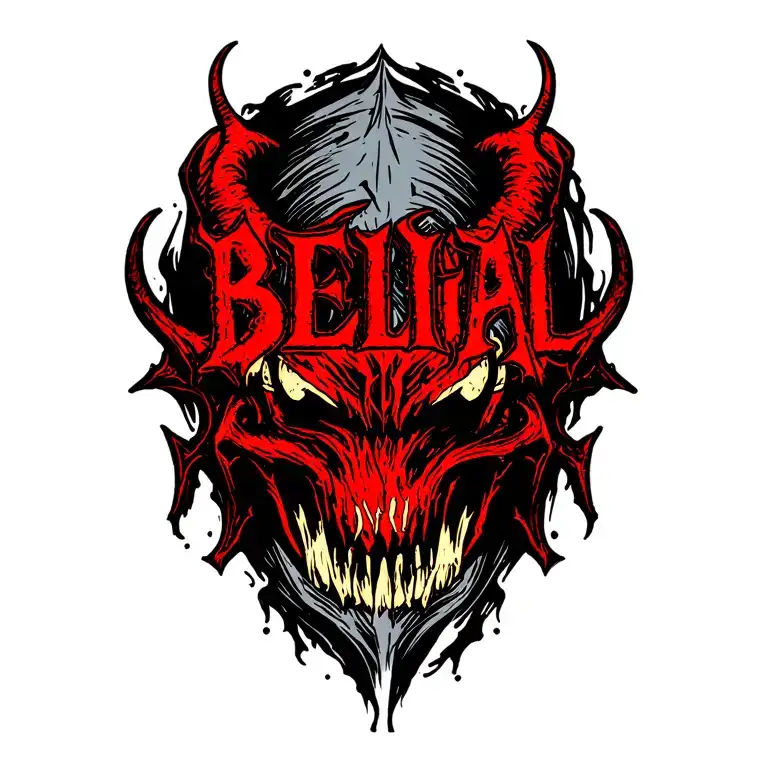 "B E L I A L" BELIAL DEMON tattoo design idea
