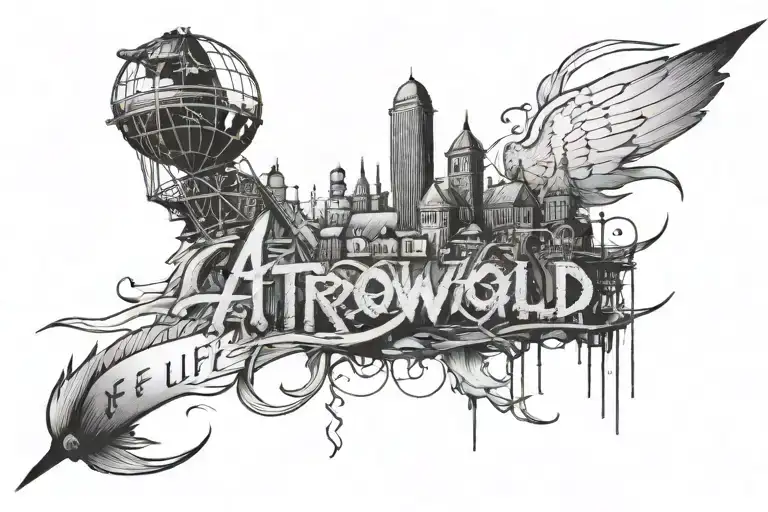 tattoo with writing: "seems like the life I need." It has to be a sentence with an Astroworld-style rollercoaster wrappe tattoo design idea