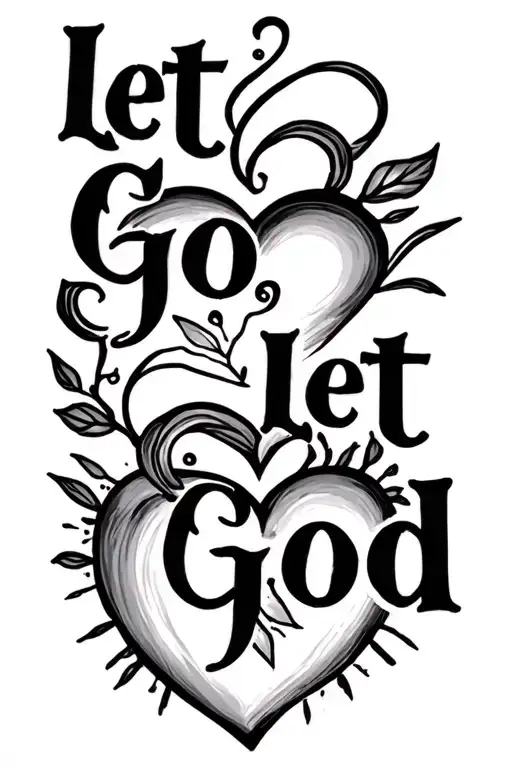 simple "let go, let God" with a heart tattoo design idea