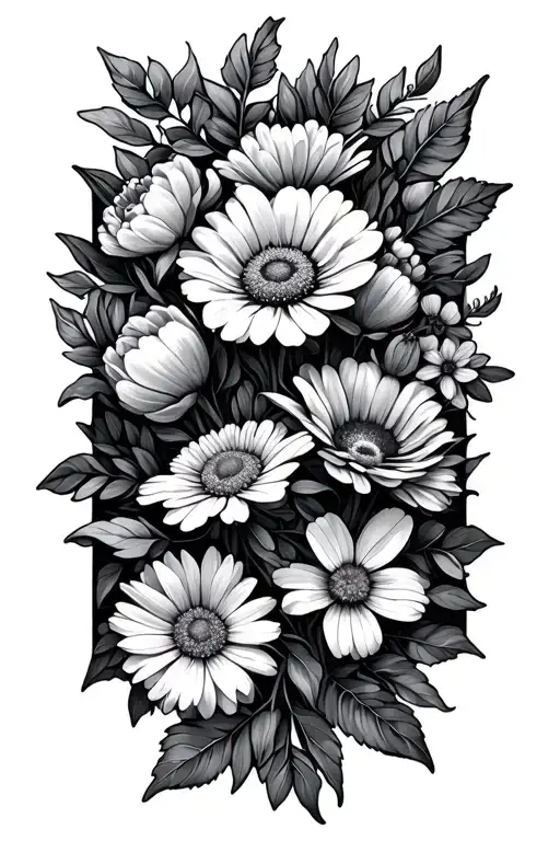 birth month flowers bunch January, may,  and September  tattoo design idea