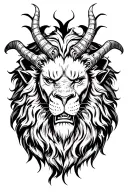 satan and lion head tattoo design idea