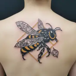 small bumblebee flying around a pumpkin  tattoo design idea