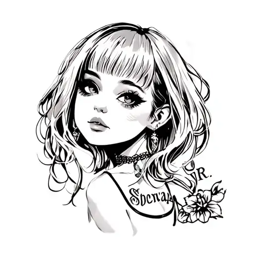 emo pinup girl tattoo design idea