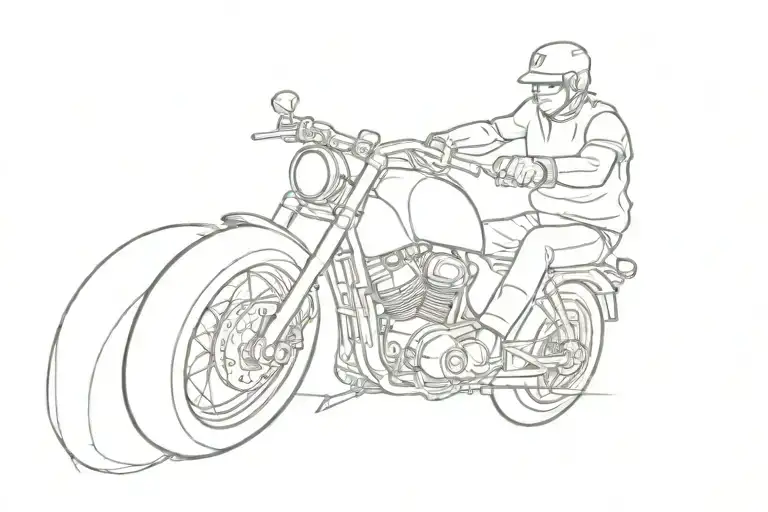 Hog riding a motorcycle riding tattoo design idea
