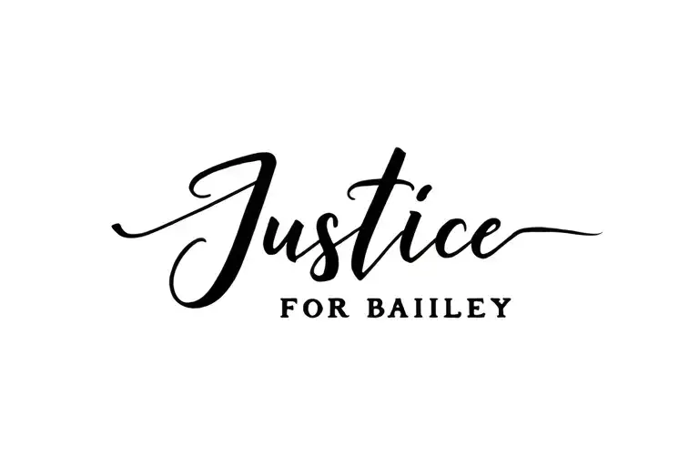small cursive back tattoo saying justice for Bailey tattoo design idea