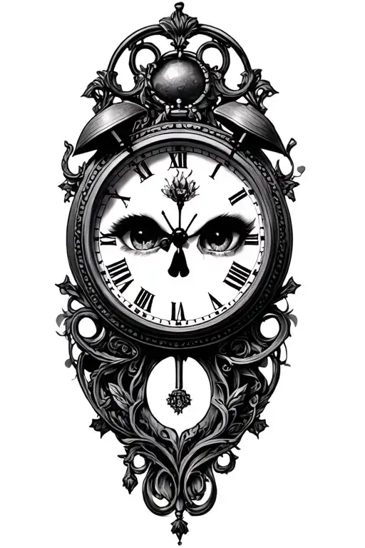 feminine cheated death clock binky tattoo design idea