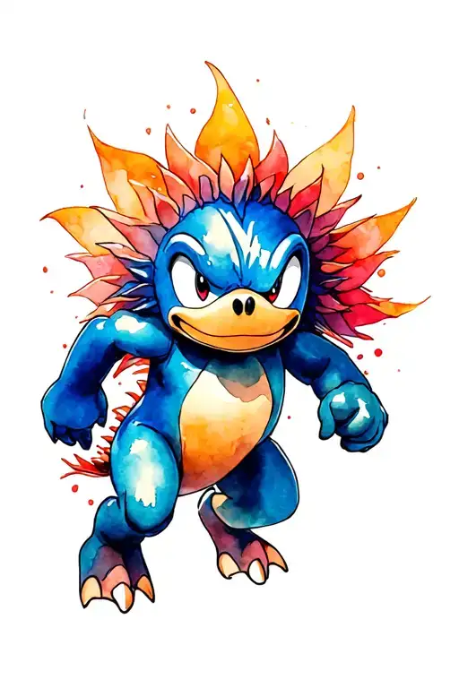 Knuckles the Echidna running tattoo design idea