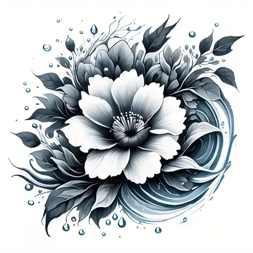 Floral Design: A floral design that includes elements of water (like waves or droplets), reflecting both her artistic si tattoo design idea