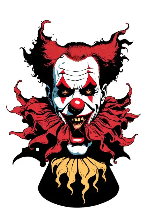 evil clown man face tattoo design idea