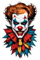 evil clown man face tattoo design idea