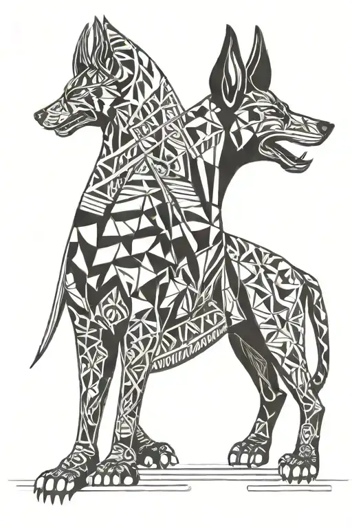 anubis geometric pattern line tattoo tattoo design idea