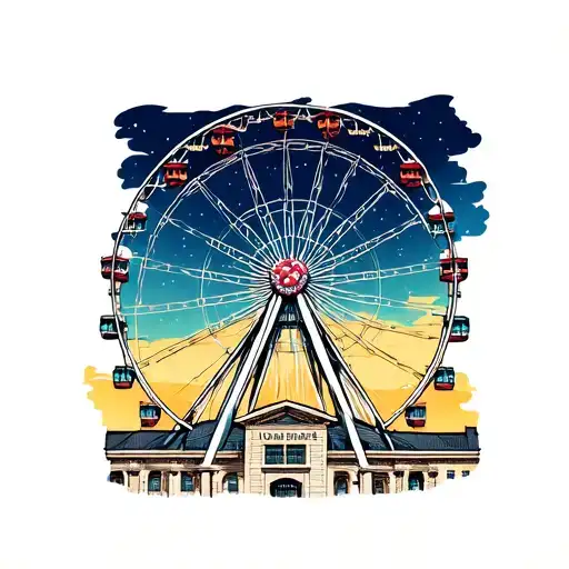 st louis union station ferris wheel with night sky and engagement ring tattoo design idea