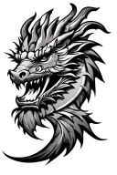 Make a simple traditional Nordic tattoo of a Norse dragon head and neck like the ones they had on the Viking ships, I wa tattoo design idea