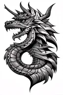 Make a simple traditional Nordic tattoo of a Norse dragon head and neck like the ones they had on the Viking ships, I wa tattoo design idea