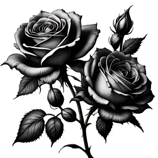 Three Roses with Different Stages of Bloom •	Symbolism: Each rose represents one loved one.	•	Detail:	•	A fully bloom tattoo design idea