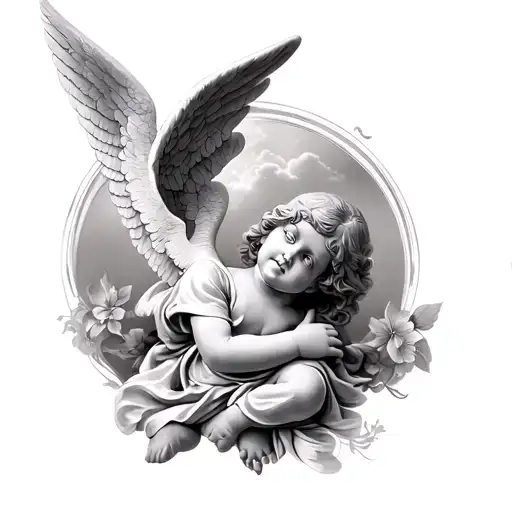 cherub angel tattoo design idea