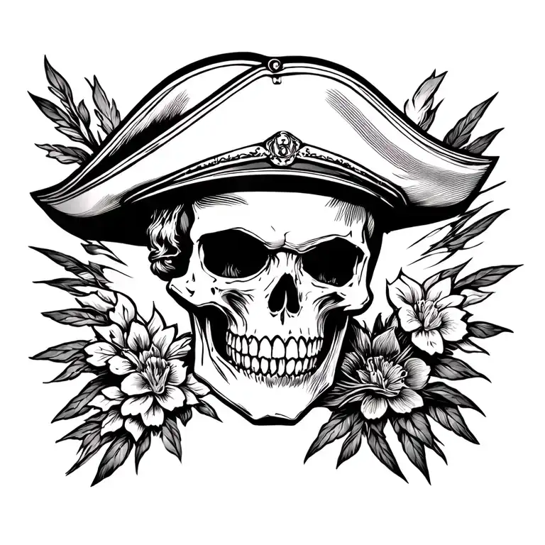 captain skull tattoo design idea