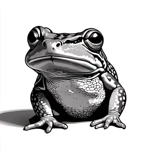 toad sitting on a peach tattoo design idea