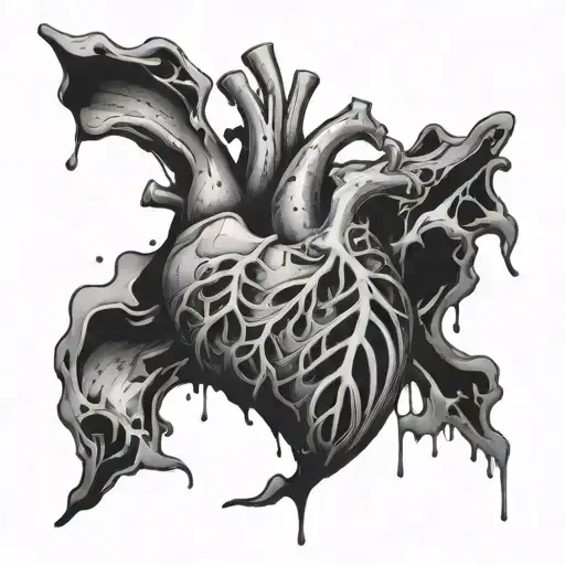 rib cage shattered exposed heart ink splatter  tattoo design idea