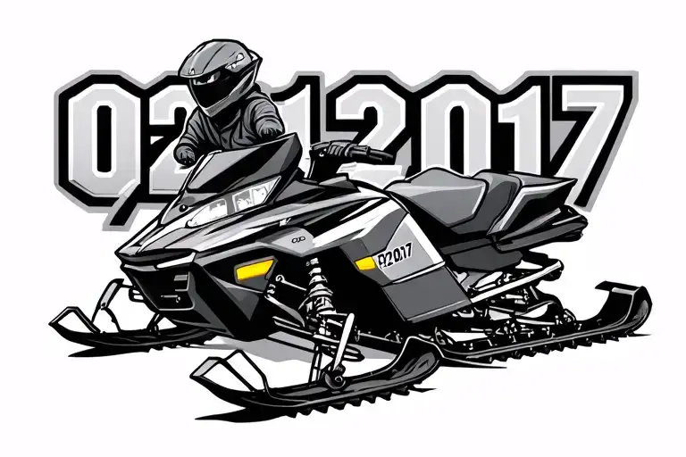 02/17/2017 in Roman numberals with a snowmobile on the side tattoo design idea