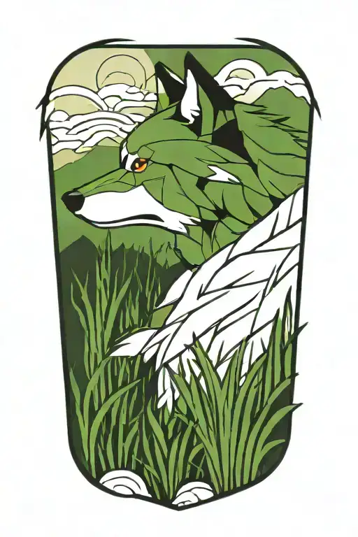 wolf minecraft grass block tattoo design idea
