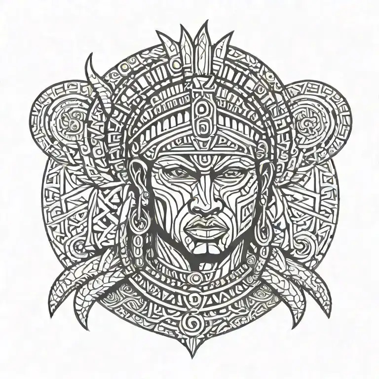African warrior tattoo design idea