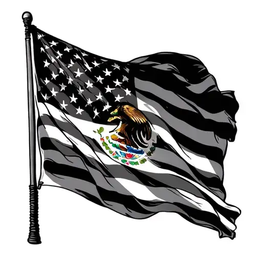 Mexican And American Flag tattoo design idea