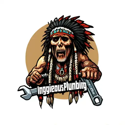 "Indigenous Plumbing " "Indigenous Plumbing " "Indigenous Plumbing " dread lock Native American holding a wrench tattoo design idea