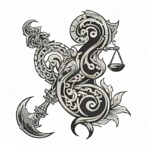 Libra and Scorpio zodiac sign tattoo design idea