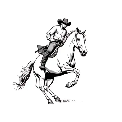 cowboy on bucking Bay horse tattoo design idea