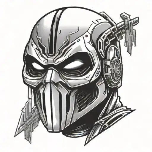 cyberpunk ghostface mask tattoo design idea