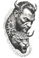 devil riding panther tattoo design idea