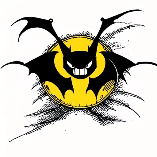 hanging bat tattoo design idea