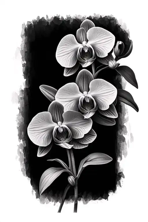 orchid flowers tattoo design idea