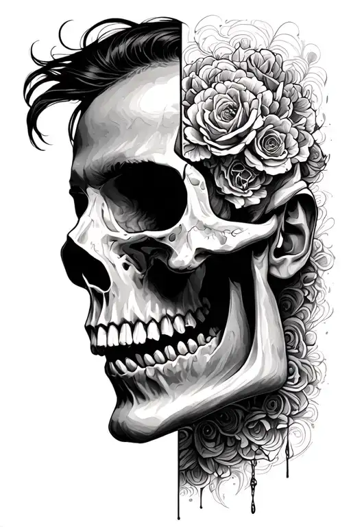 marc aurel (half face, half skull), vindobona as a text tattoo design idea