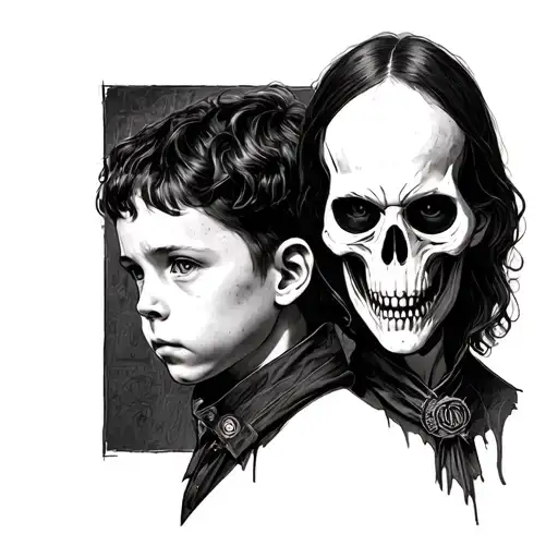 stranger things eleven and vecna tattoo design idea