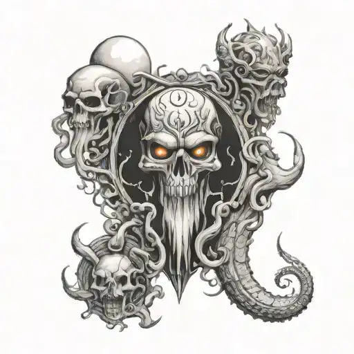 various outer god from the cosmic horror of hp lovecraftfrom like chtulhu, nyarlatothep, elder gods, Mi-Go, shoggots, et tattoo design idea