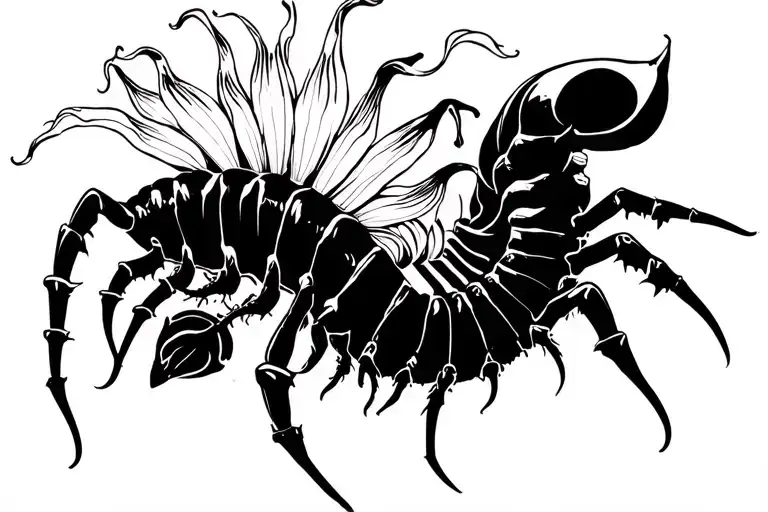 SKULL SPIDERLILY CENTIPEDE tattoo design idea