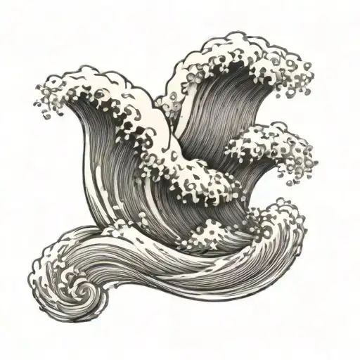 wave crashing into the ocean waves tattoo design idea